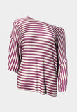 Camiseta de Rayas Oversize Fucsia